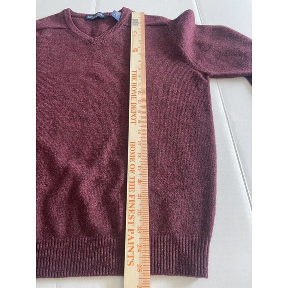 John Ashford Men’s‎ Pure Wool V-Neck Burgundy Sweater Size Small - Picture 6 of 9